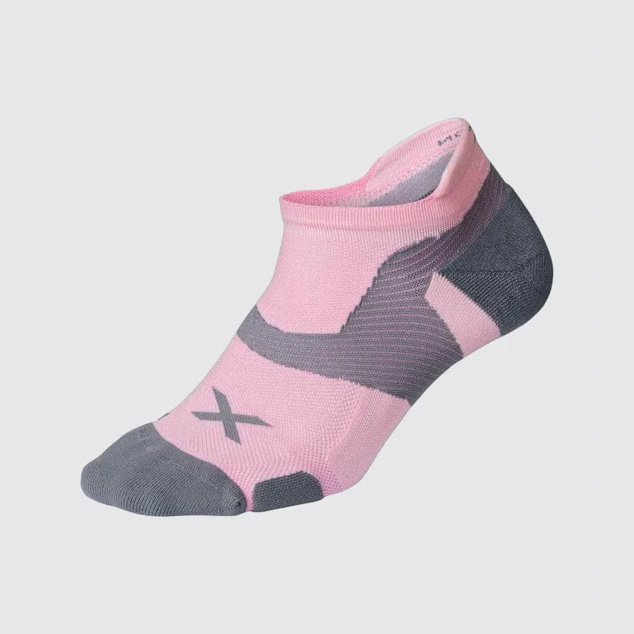 2XU - Vectr Cushion No Show Compression Socks - Dusty Pink/Grey