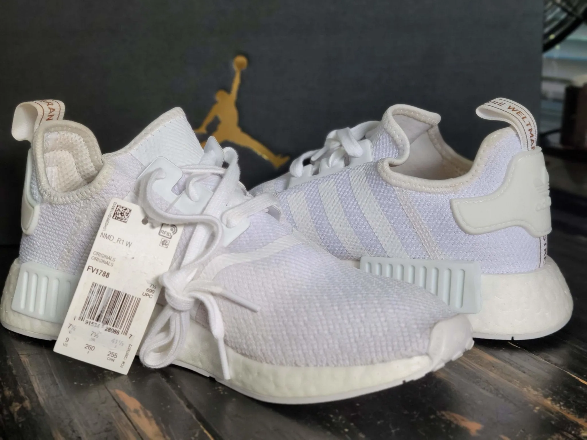 Adidas NMD White/Metallic Bronze Boost Running Shoes Women 9