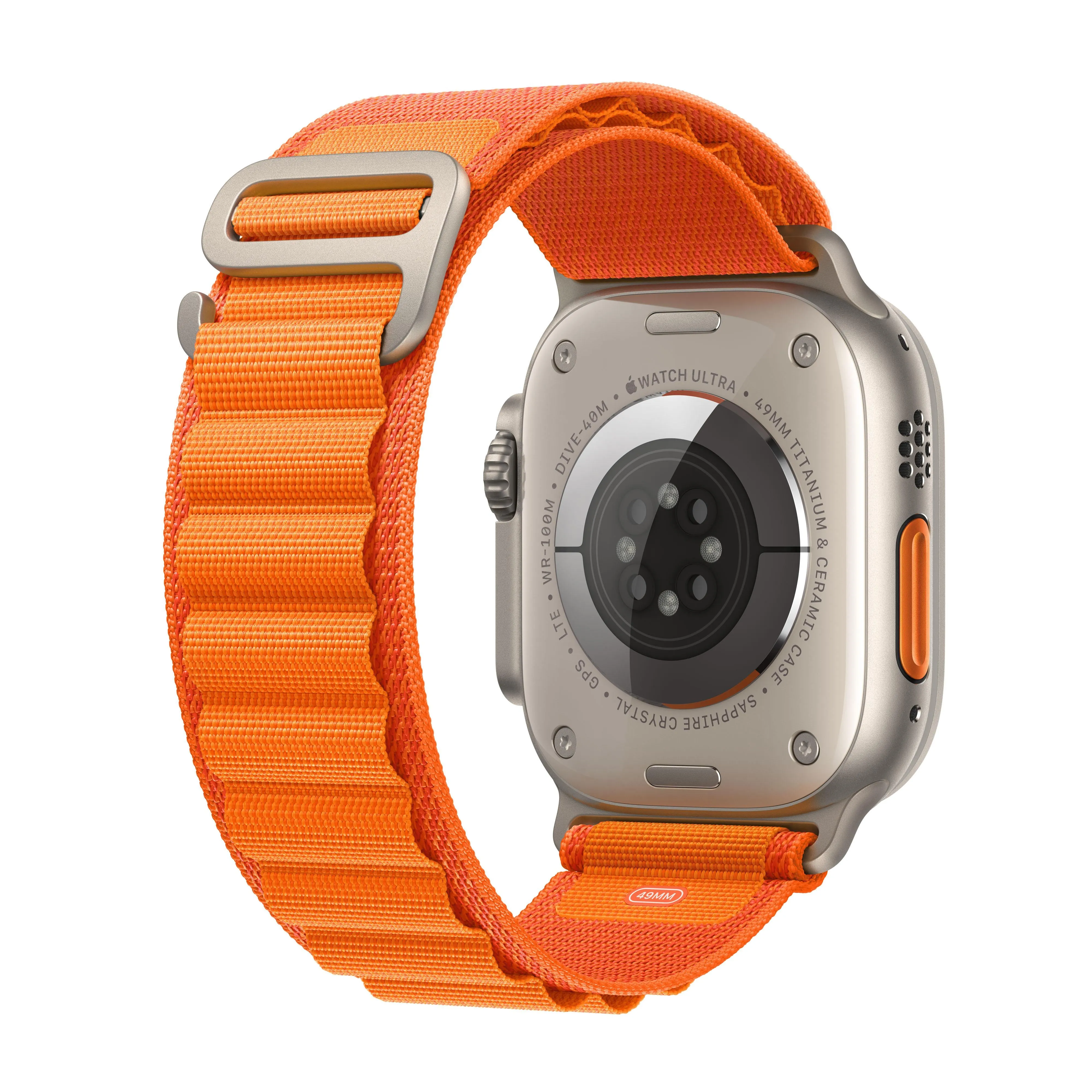 Apple Watch Ultra GPS   Cellular, 49mm Titanium Case with Orange Alpine Loop - Large