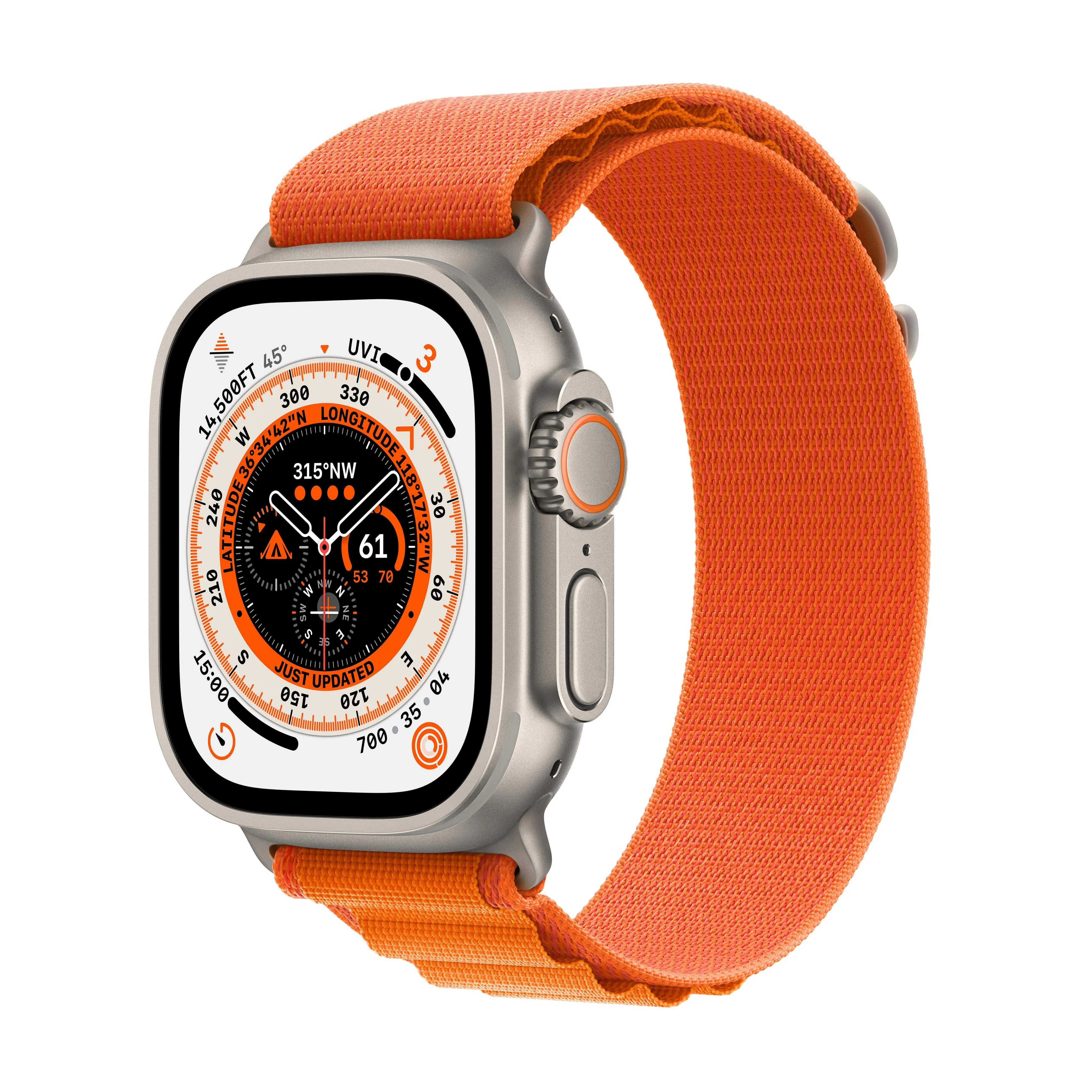 Apple Watch Ultra GPS   Cellular, 49mm Titanium Case with Orange Alpine Loop - Large