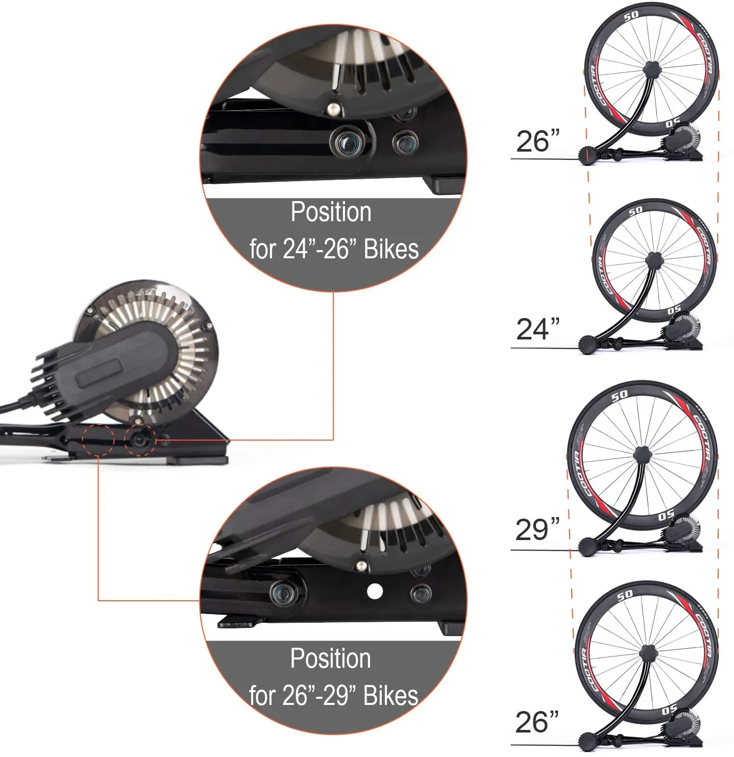 Bike Trainer Stand fits 24” to 29” Bikes - Portable Magnetic Bicycle Rollers 5 Resistance Levels, Noise Reduction - Stationary Exercise for