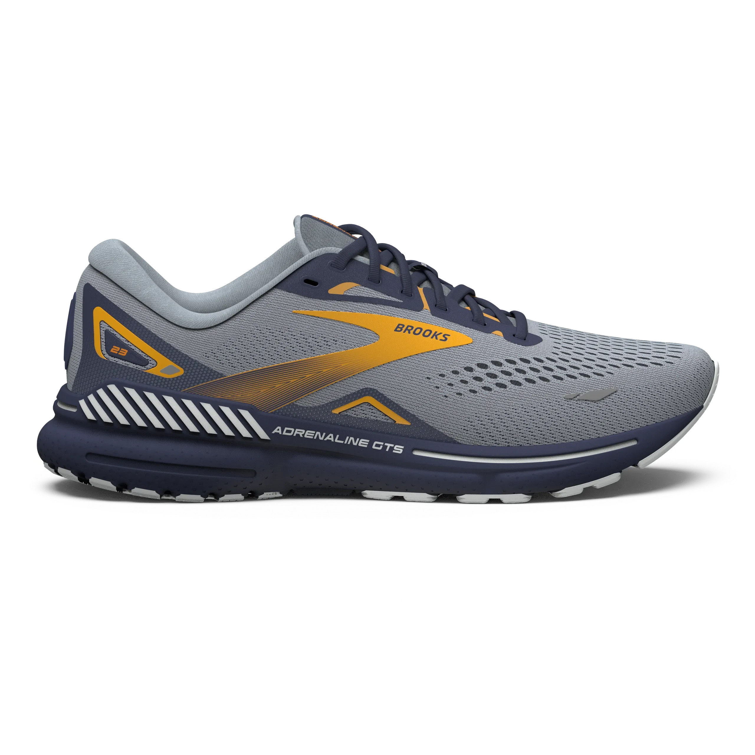 Brooks | Adrenaline GTS 23 | Men's | Grey/Crown Blue/Orange