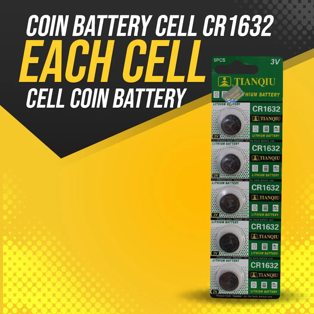 Coin Battery Cell CR1632 - Each Cell - Cell Coin Battery | Button Cell | Button Battery