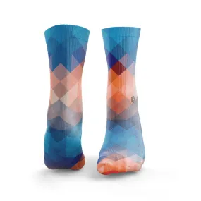 Geo Twist Orange & Blue Socks