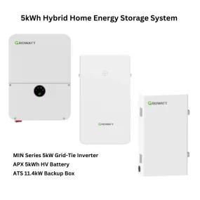 Growatt 5kWh Hybrid Home Energy Storage System | 5kW Storage Inverter   5kWh High Voltage Battery   ATS