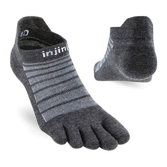 Injinji Men's Lightweight No Show Wool Socks in Slate