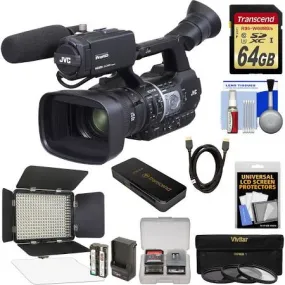 JVC GY-HM620U ProHD Professional Mobile News Camcorder with Microphone   64GB Card   LED Video Light   3 Filters   HDMI Cable   Kit