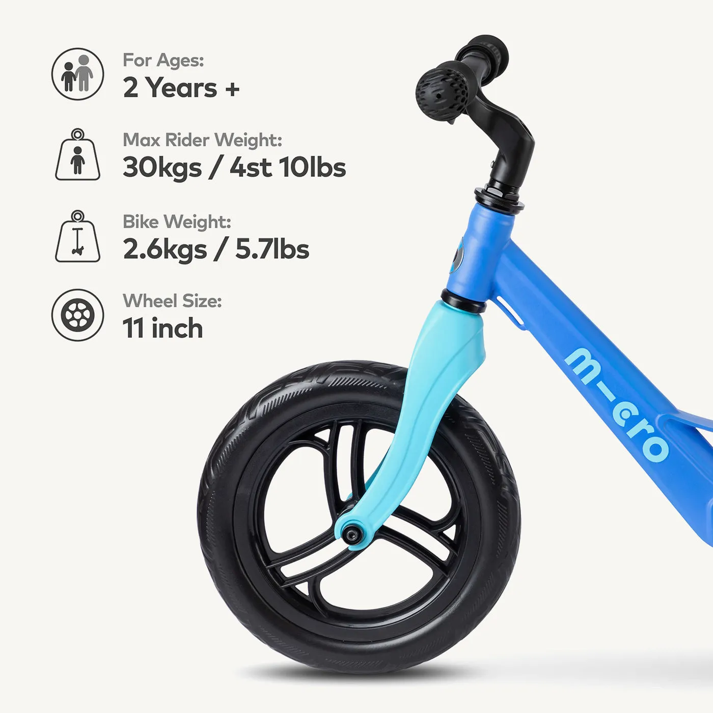 Micro Scooters Ultra Lightweight Balance Bike - Blue