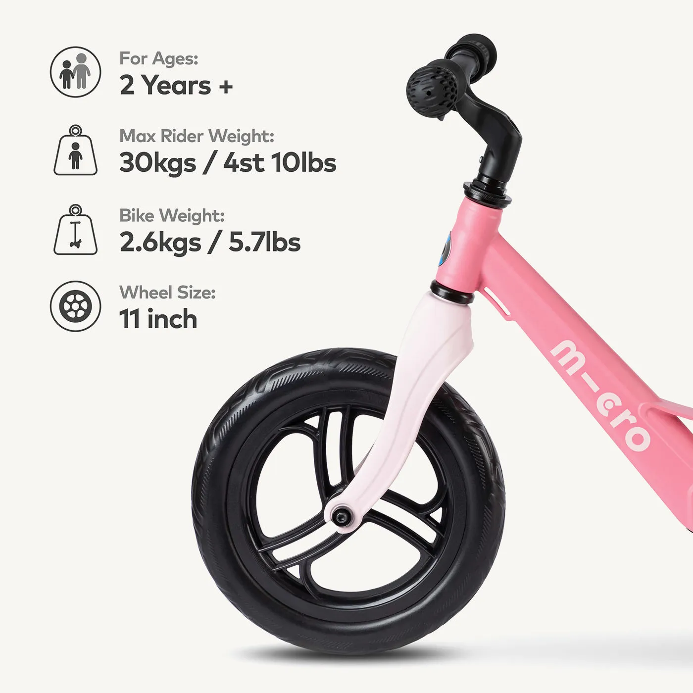 Micro Scooters Ultra Lightweight Balance Bike - Pink