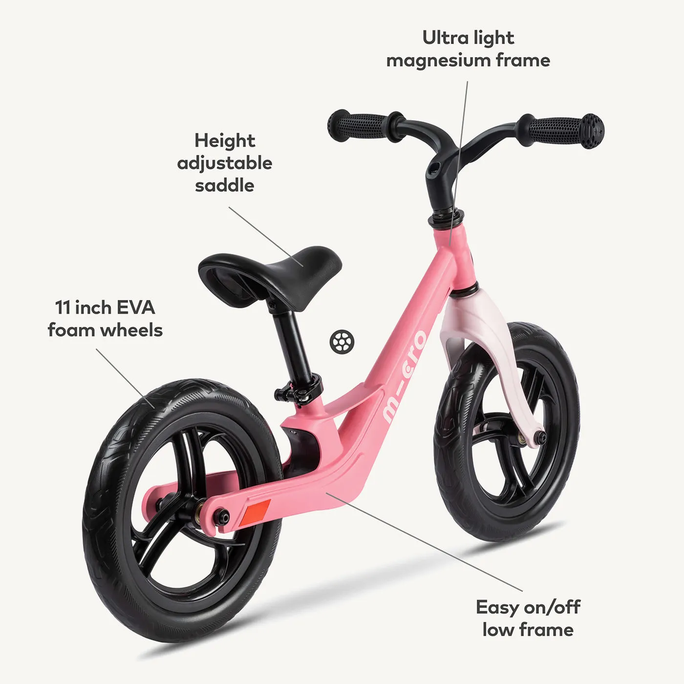 Micro Scooters Ultra Lightweight Balance Bike - Pink