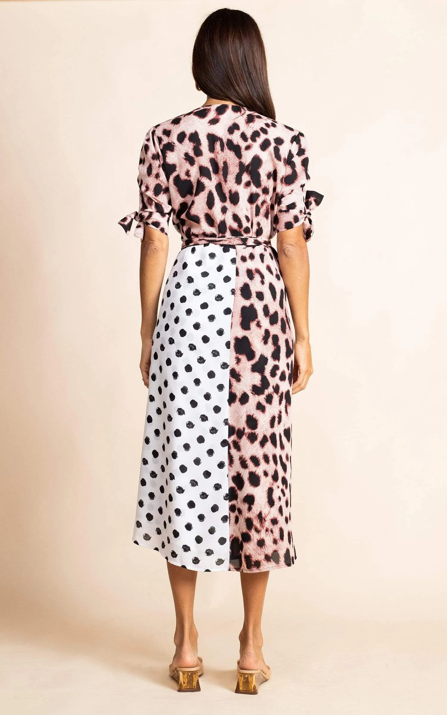 Olivera Midi Dress in Blush Leopard Mix