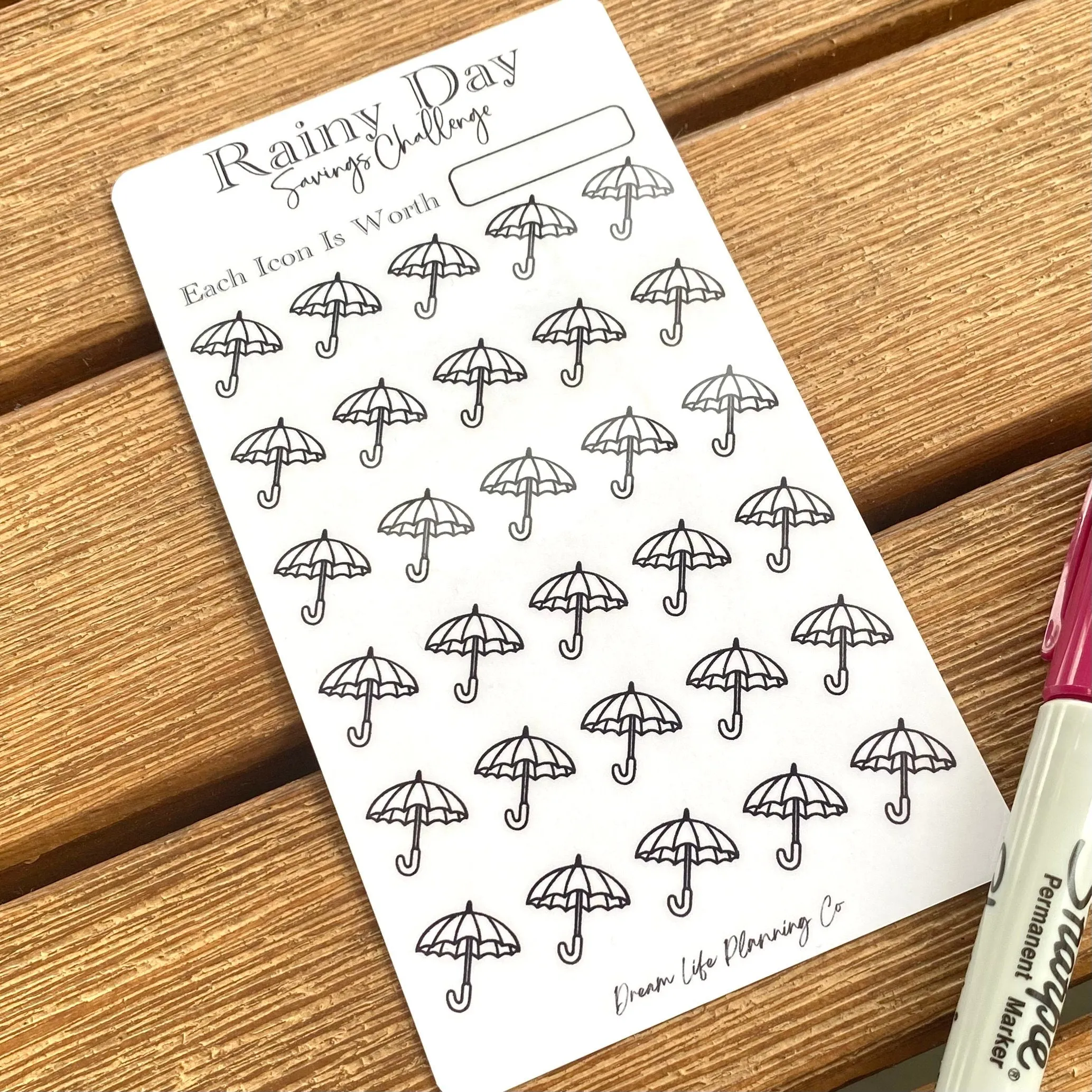 Rainy Day Savings Challenge Cards