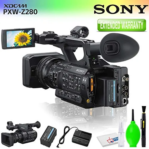 Sony PXW-Z280 4K 3-CMOS 1/2" Sensor XDCAM Camcorder Accessory Bundle with Cleaning Kit and Extended Warranty