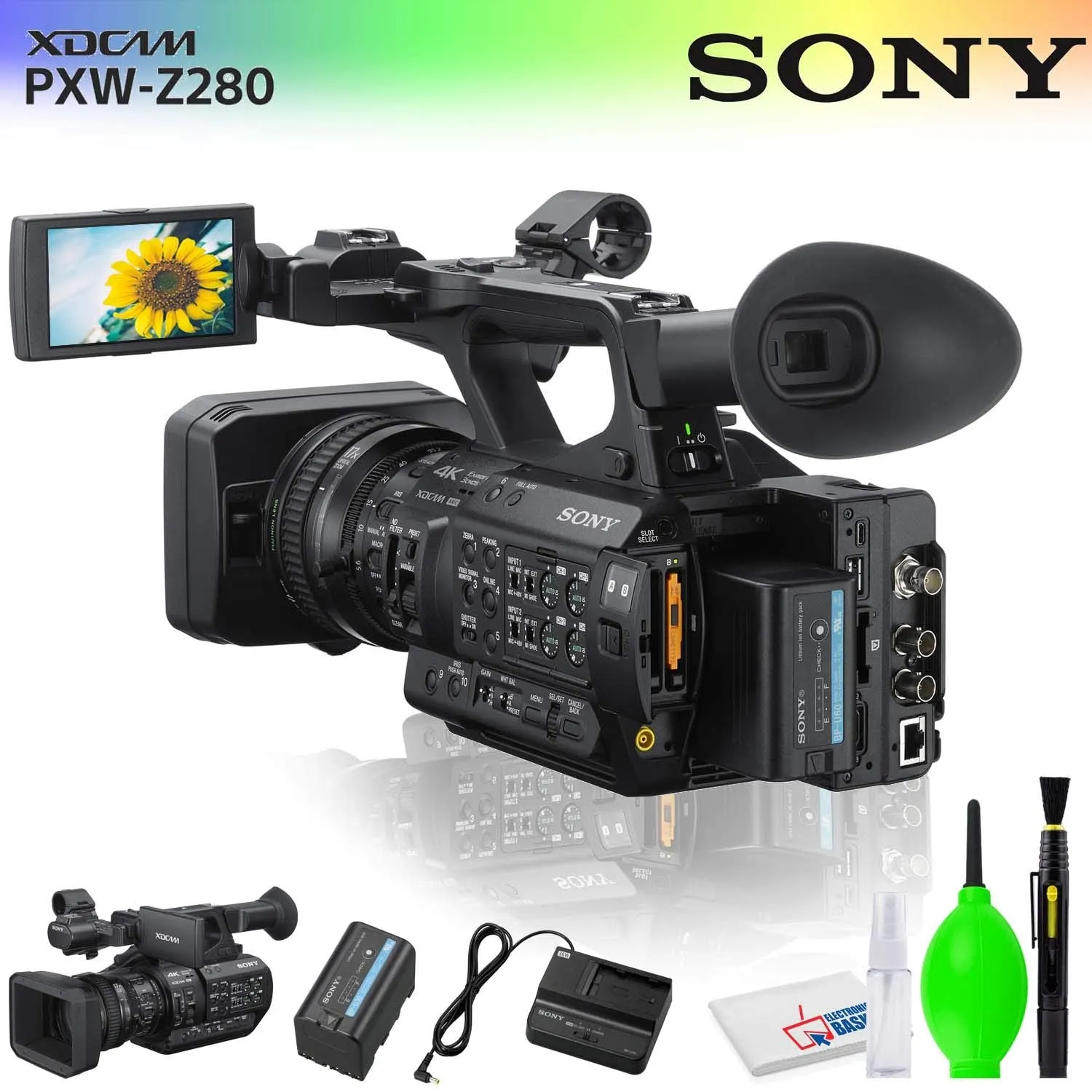 Sony PXW-Z280 4K 3-CMOS 1/2" Sensor XDCAM Camcorder Accessory Bundle