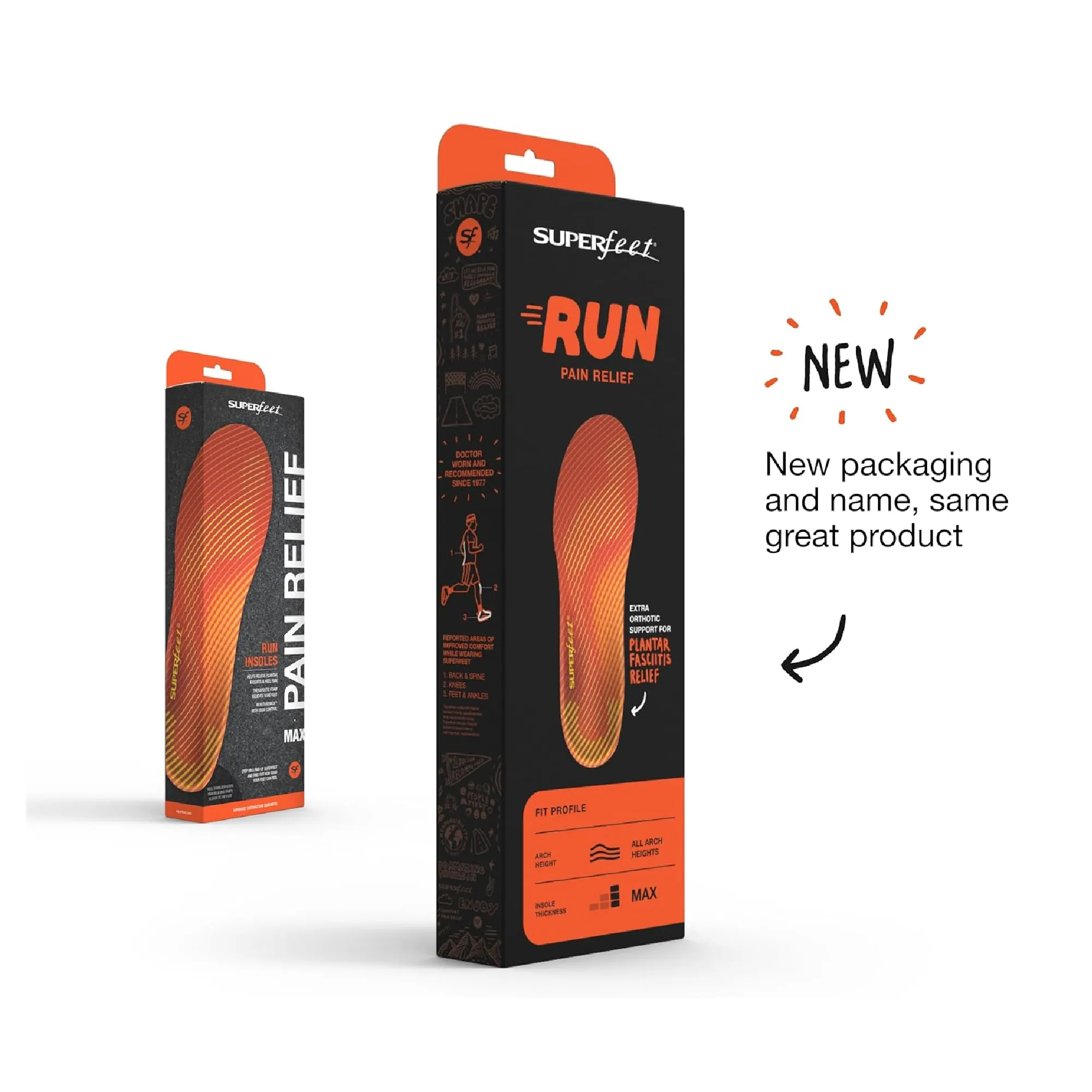 Superfeet Run Pain Relief Insoles - Trim-To-Fit Foam & Carbon Fiber Shoe Inserts - High Arch Support for Plantar Fasciitis