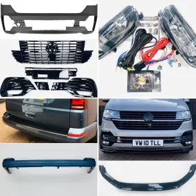 T6.1 Startline to Highline bumper upgrade kit (Tailgate) led fog kit & gloss black splitter V2