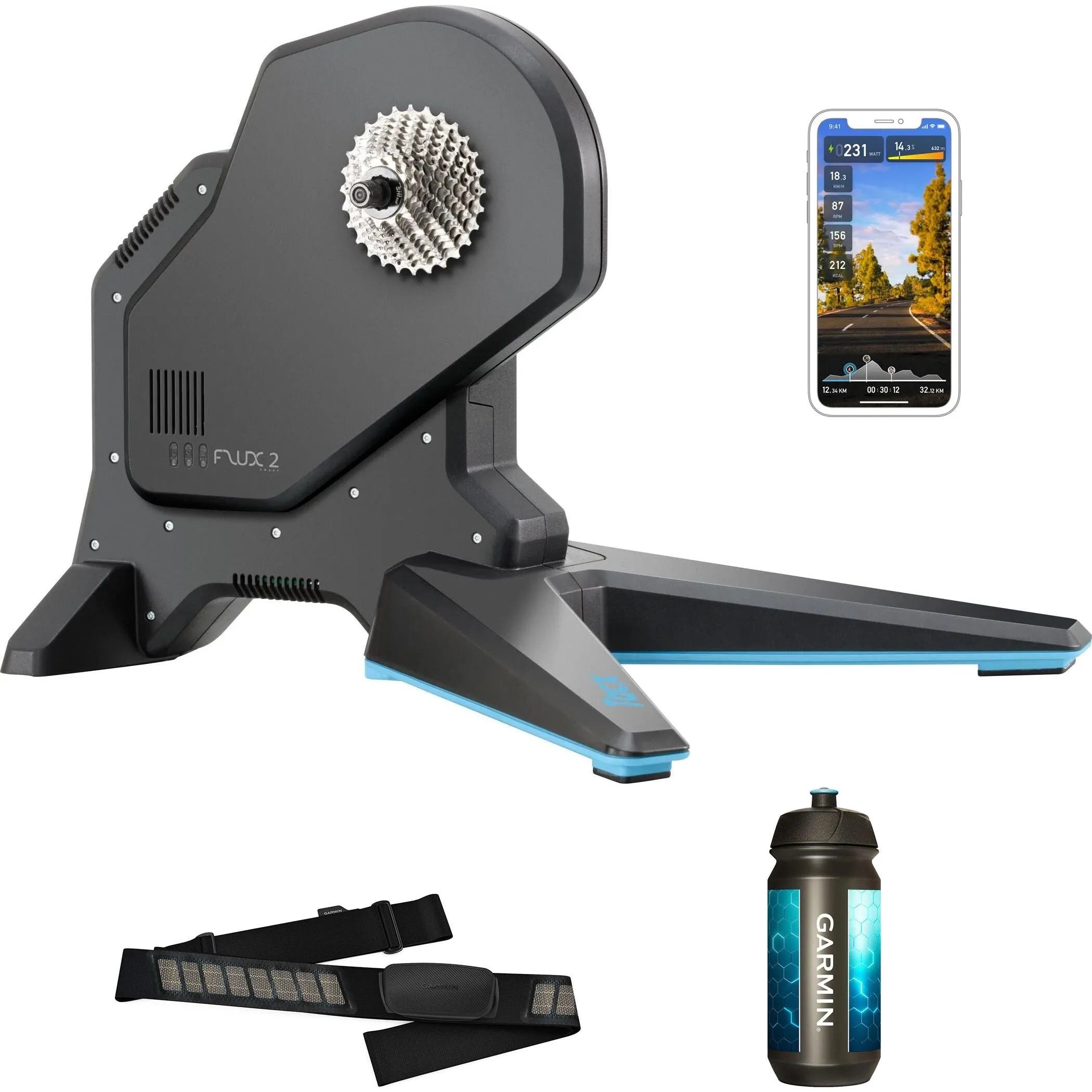 Tacx FLUX 2 Smart Trainer With Free HRM Dual & Water Bottle