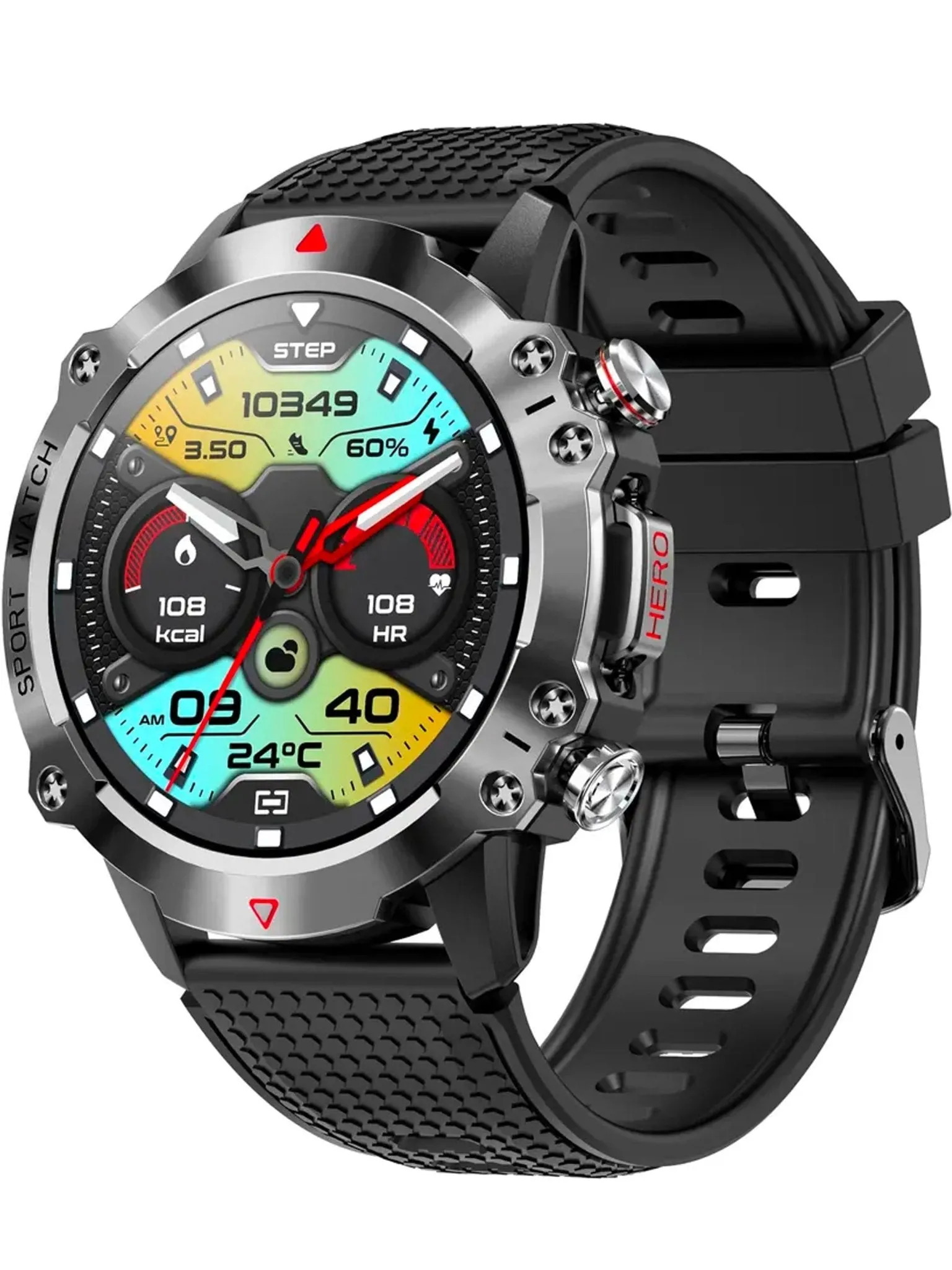 TELSA UK - Waterproof Smart Watch T410 Sports & fitness digital Watch military style mens with Touch Screen display, Fitness Watch, Smart Watch for men IOS & Android