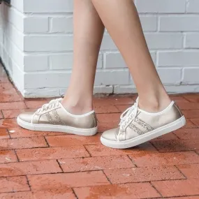 White, Gold Glitter Sneakers