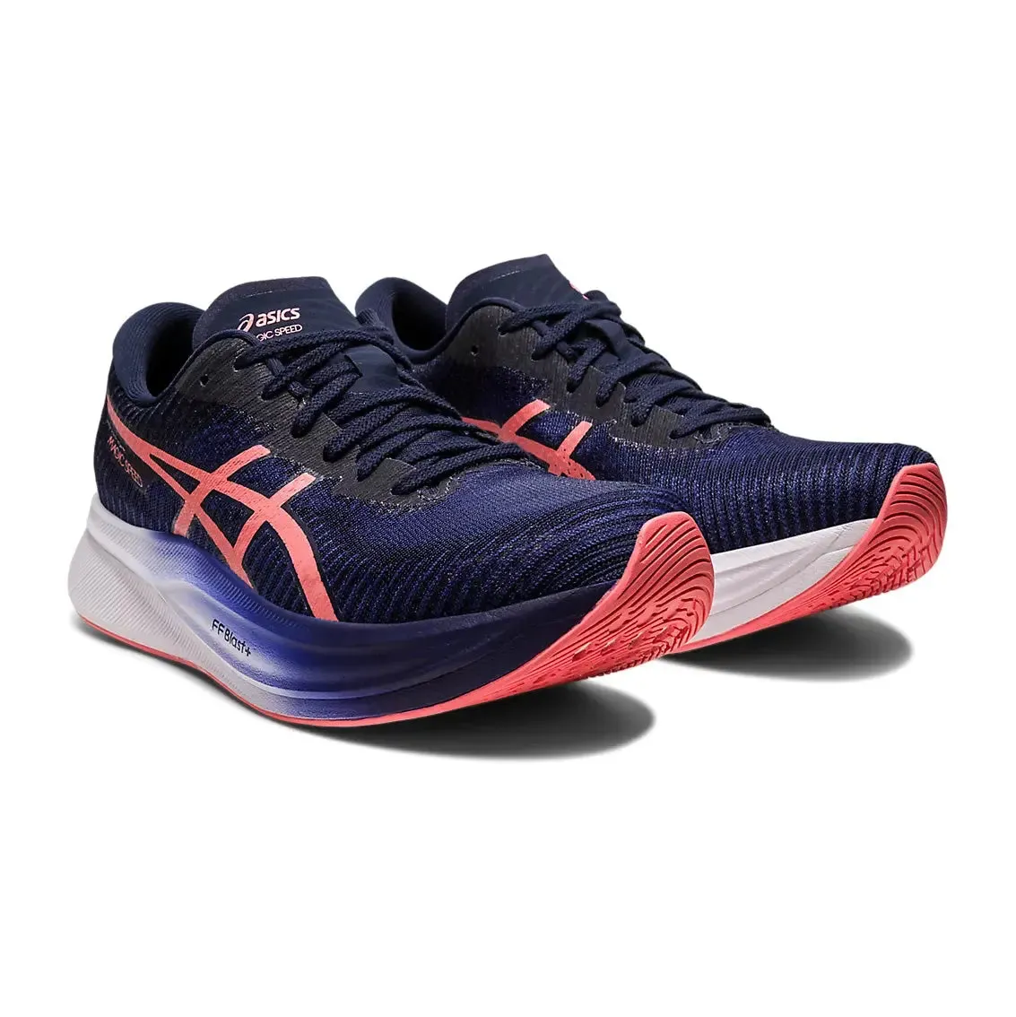 Womens ASICS Magic Speed 2 - Indigo Blue / Papaya